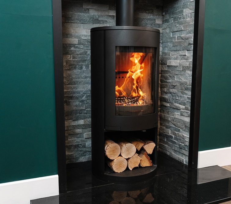 Mourne Eco 980 Open Log Store stove with cast iron door | Home Centre Direct UK