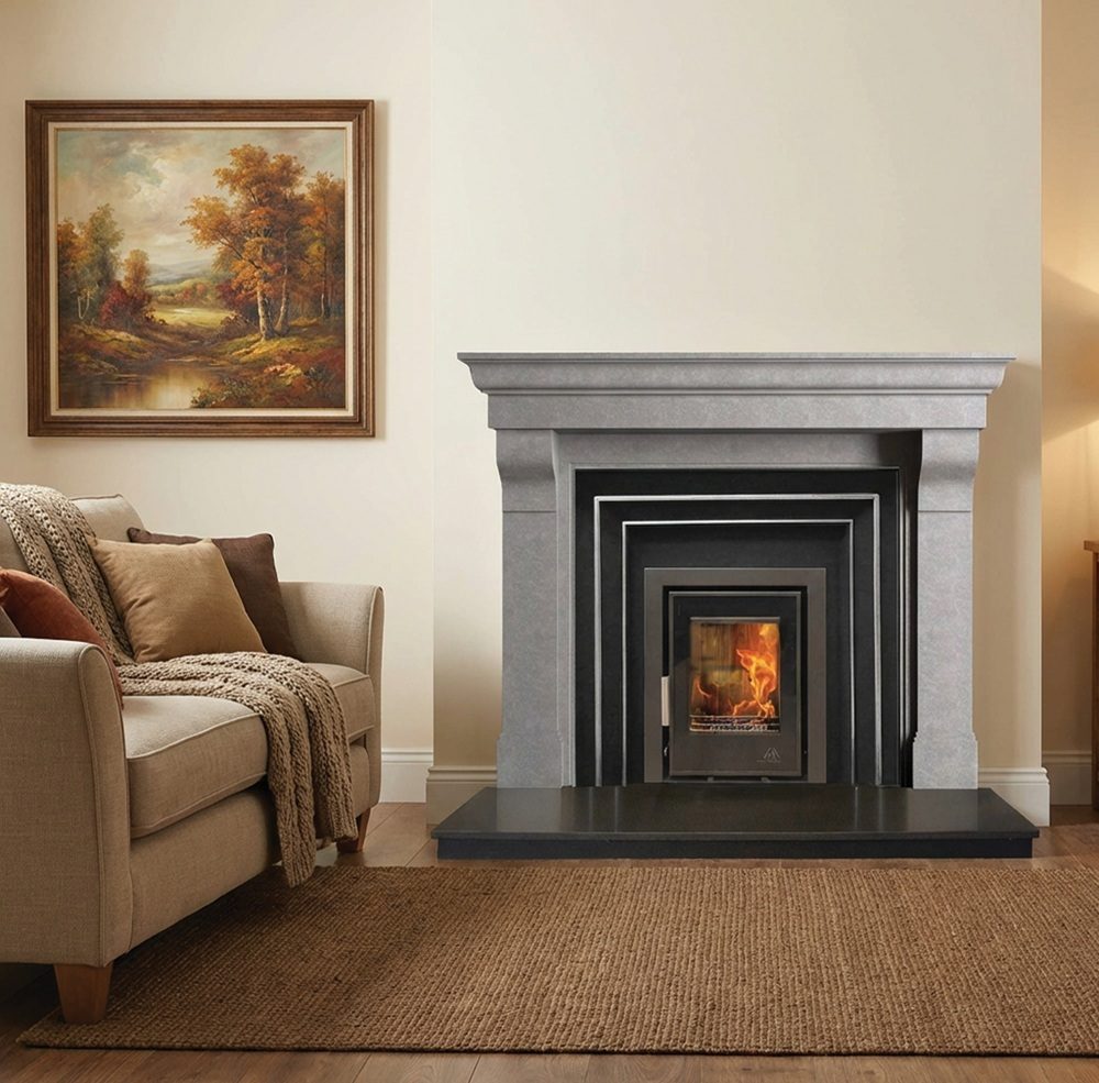 Mourne Eco Inset 400 stove installed in a modern living room setting