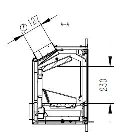 Technical drawing of a mechanical component with dimensions