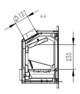 Technical drawing of a mechanical component with dimensions