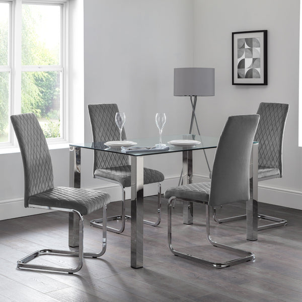 Calabria Cantilever Chairs (Set of 4) - Grey - CAL211
