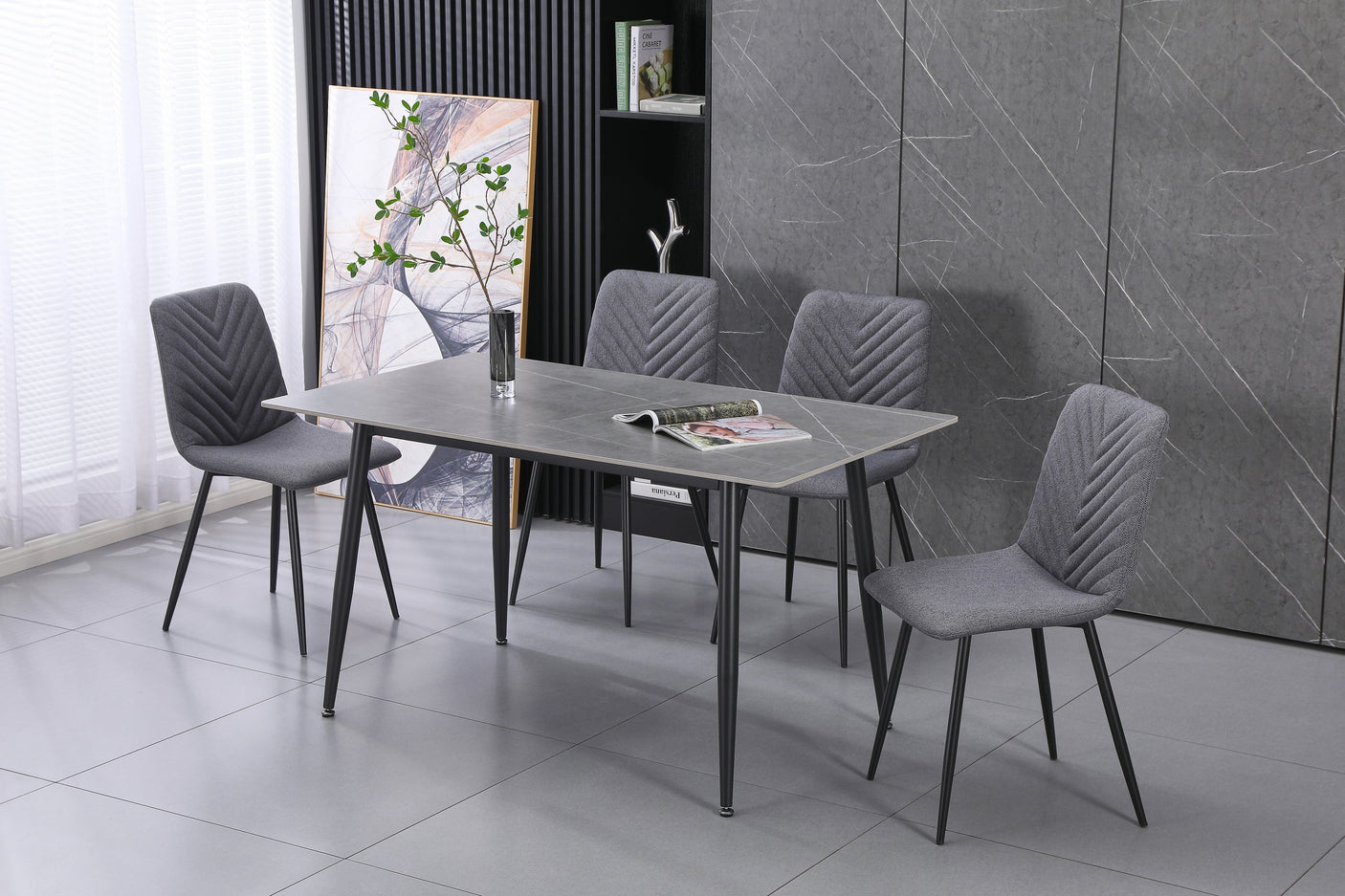 Essen Dining 1.4 Table and 4 Grey Chairs