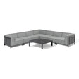Grey corner garden sofa set with metal frame and square coffee table