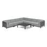 Grey corner garden sofa set with metal frame and square coffee table
