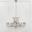 Chrome 12 Branch Shallow Cut Glass Chandelier