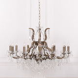 Gold 12 Branch Shallow Cut Glass Chandelier