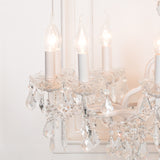 White 12 Branch Shallow Cut Glass Chandelier