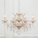 Cream 8 Branch Shallow Cut Glass Chandelier