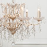 Cream 8 Branch Shallow Cut Glass Chandelier