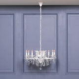 White 8 Branch Shallow Cut Glass Chandelier