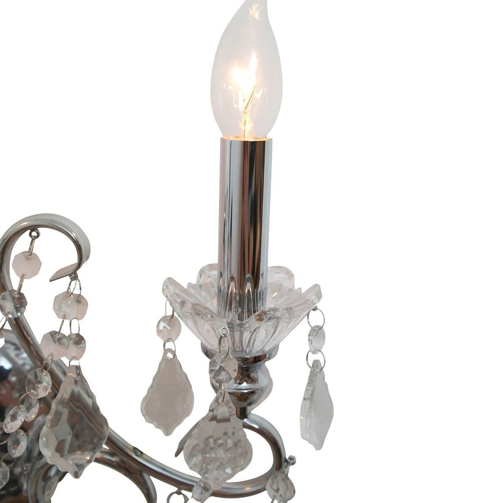 Chrome 2 Branch Cut Glass Chandelier Wall Light