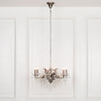 Antique Silver 6 Branch Shallow Cut Glass Chandelier