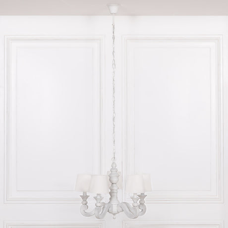 Distressed 5 Branch Chandelier with Shades