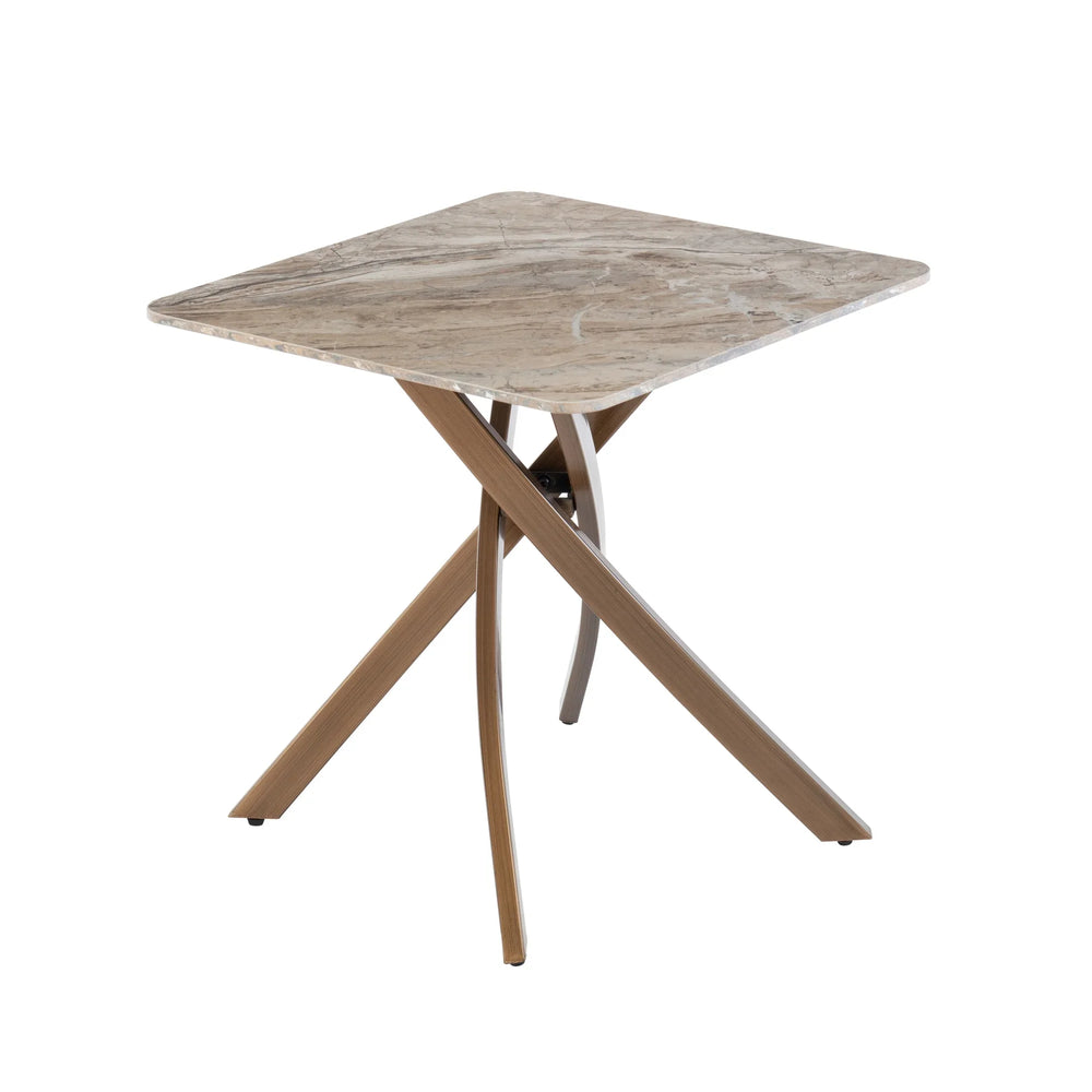 Elegant Brown Marble End Table with Brass Legs - Stylish Modern Accent