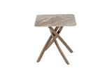 Elegant Brown Marble End Table with Brass Legs - Stylish Modern Accent