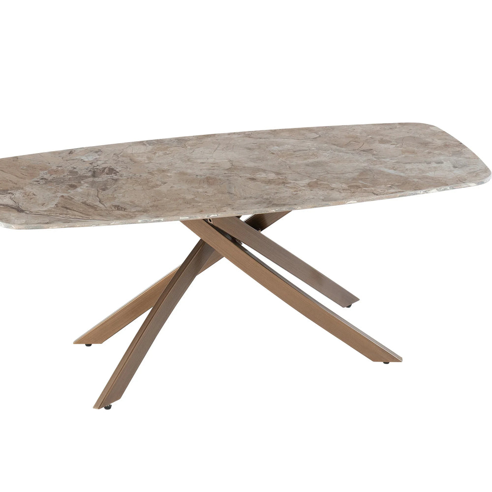 Elegant Brown Marble Coffee Table with Brass Legs - Stylish Centrepiece