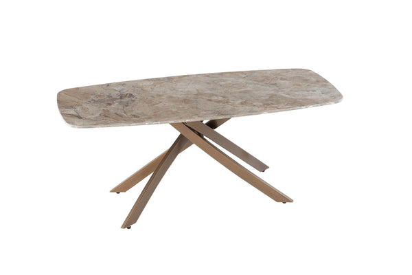 Elegant Brown Marble Coffee Table with Brass Legs - Stylish Centrepiece