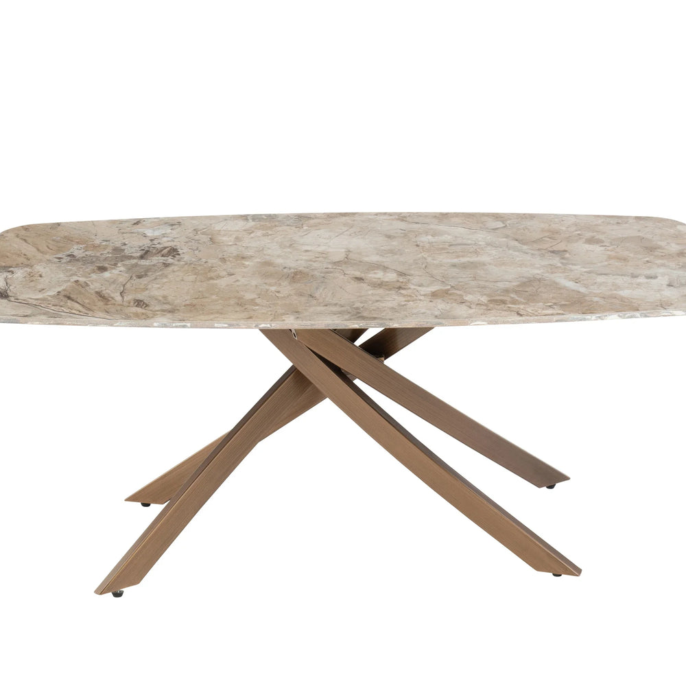 Elegant Brown Marble Coffee Table with Brass Legs - Stylish Centrepiece
