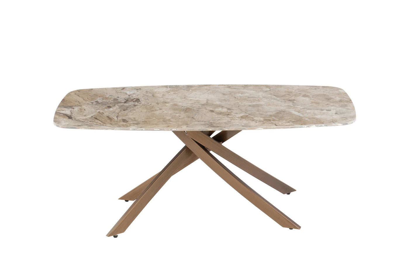 Elegant Brown Marble Coffee Table with Brass Legs - Stylish Centrepiece