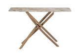Elegant Brown Marble Console Table with Stylish Brass Legs