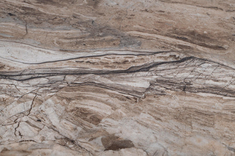 Elegant 1.8m Brown Marble Dining Table with Brushed Brass Legs