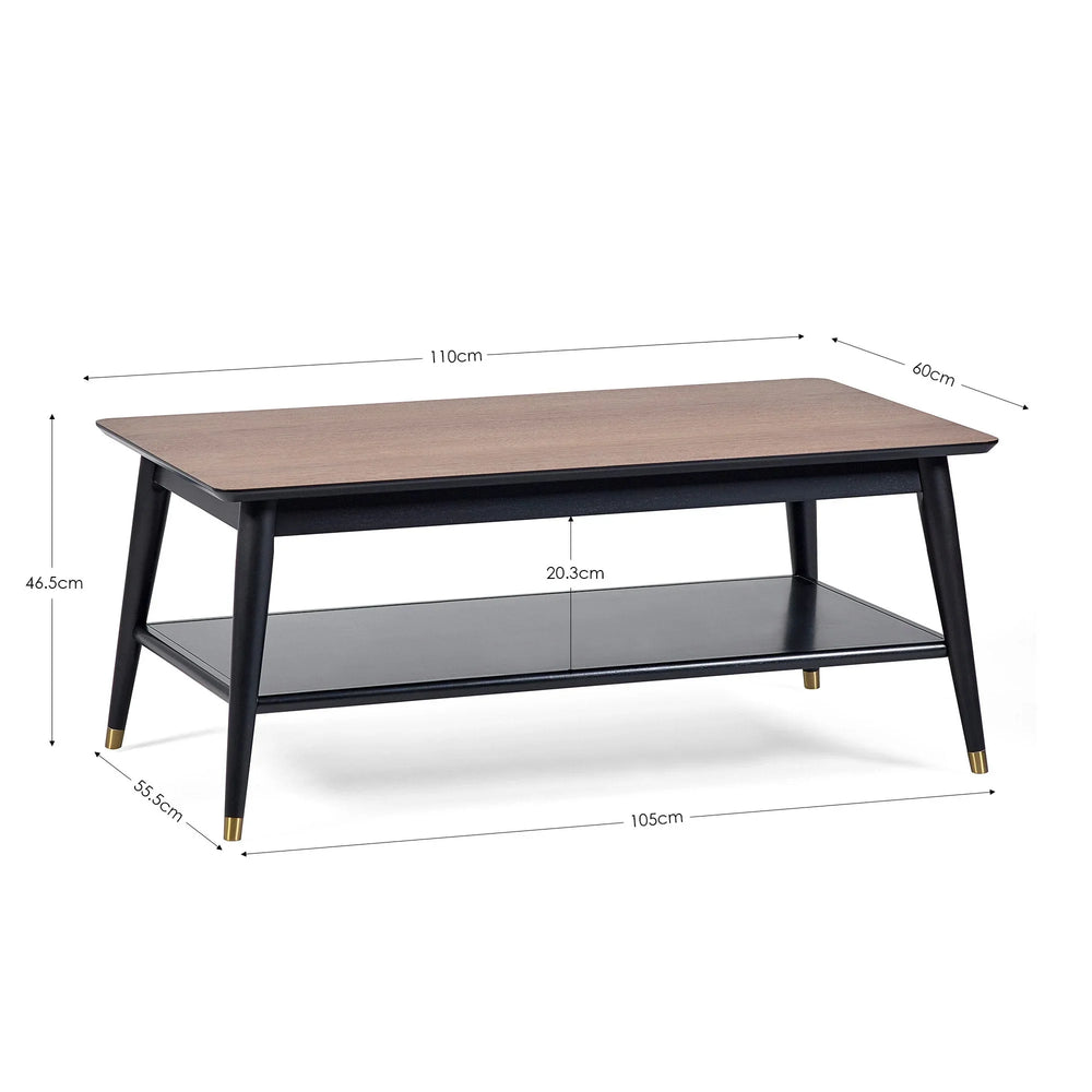 Findlay Coffee Table With Shelf - Dark Brown - FIN003