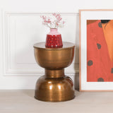 Antique Brass Style Hour Glass Style Side Table