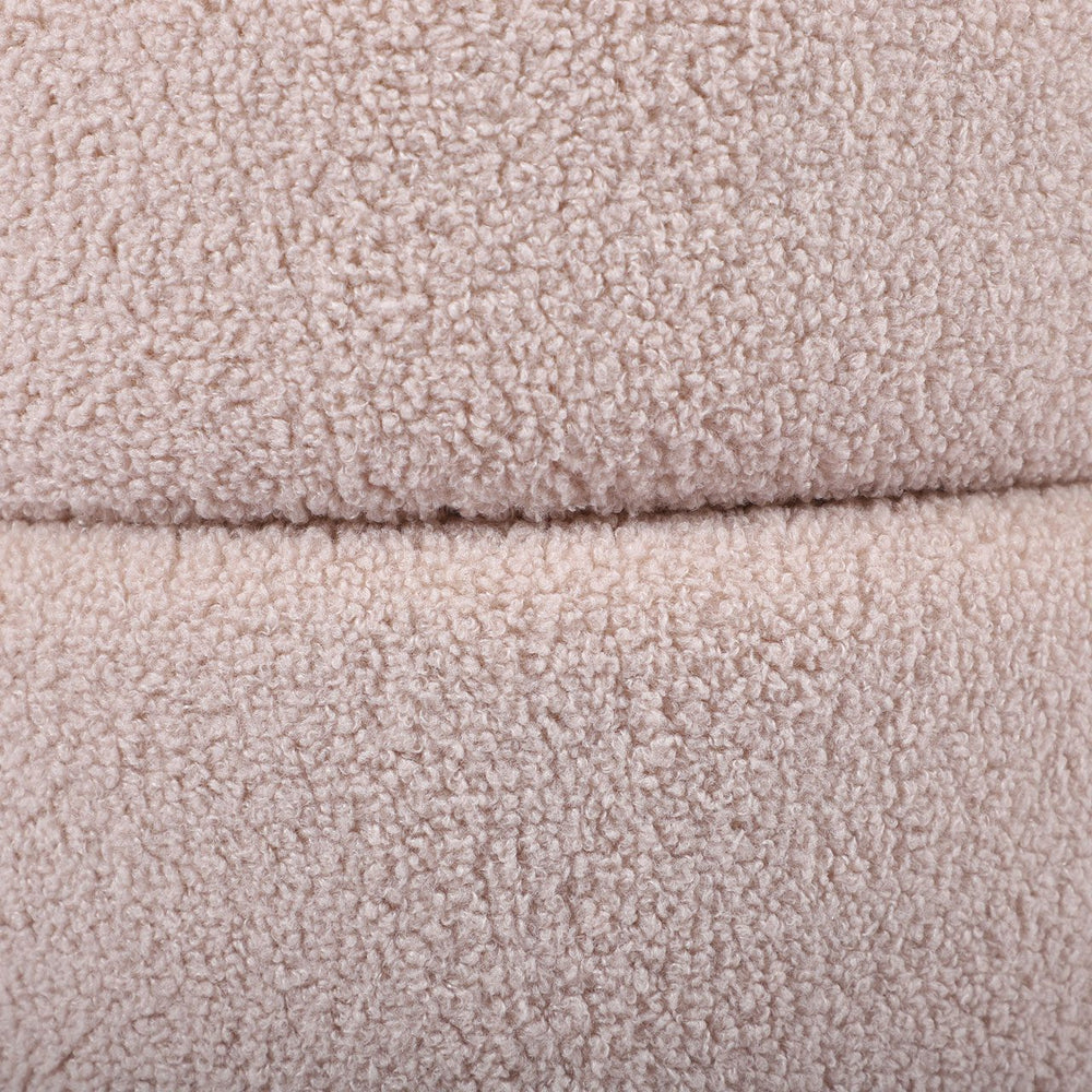 Beige Boucle Round Storage Stool With Gold Legs - Kd