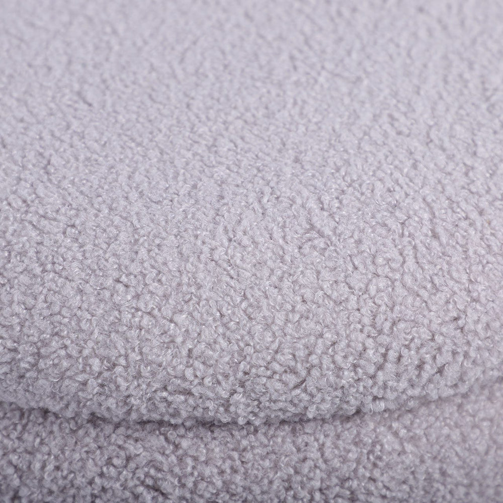 Grey Boucle Round Storage Stool With Chrome Legs