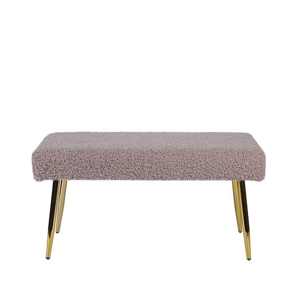Beige Boucle Bench With Gold Legs - Kd