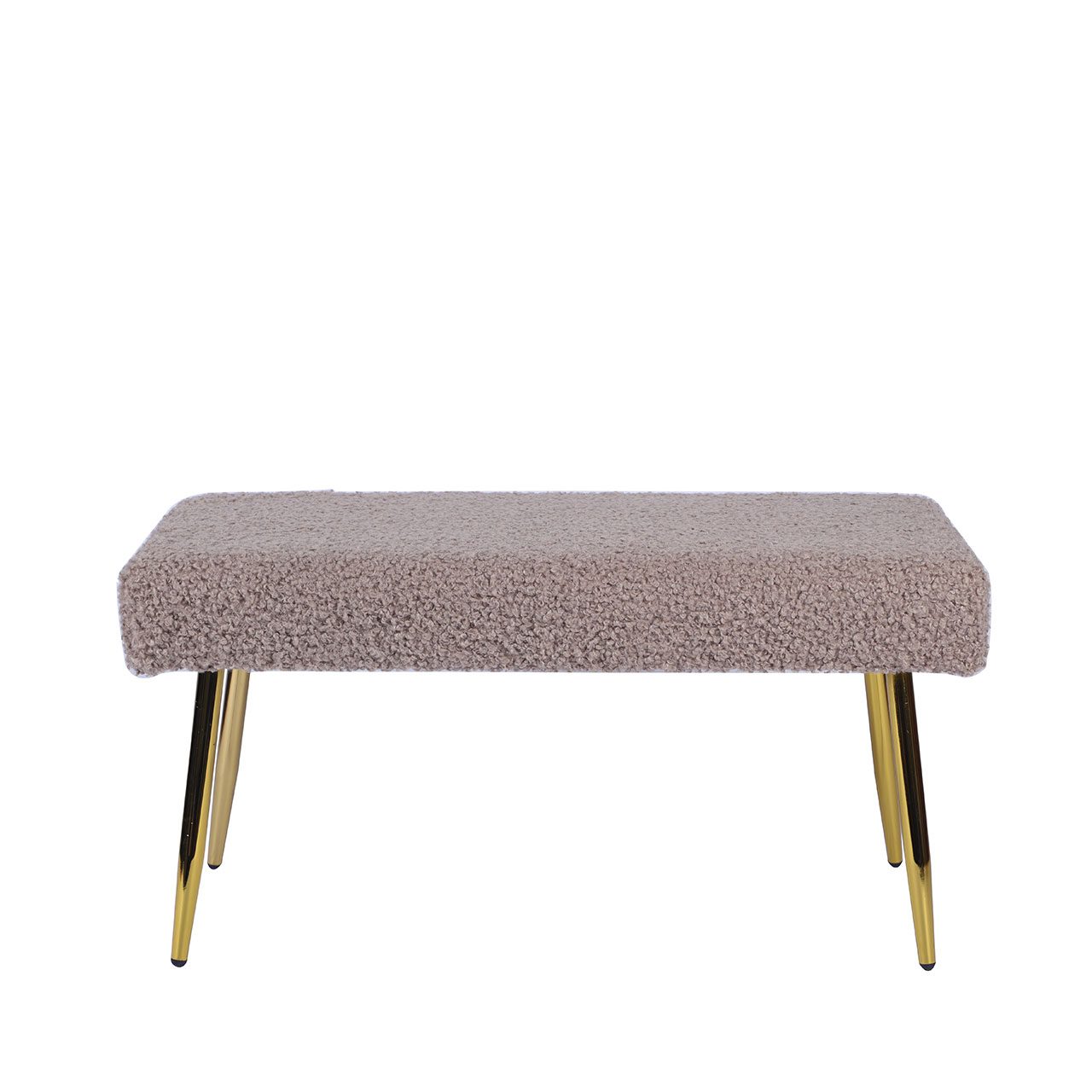 Beige Boucle Bench With Gold Legs - Kd