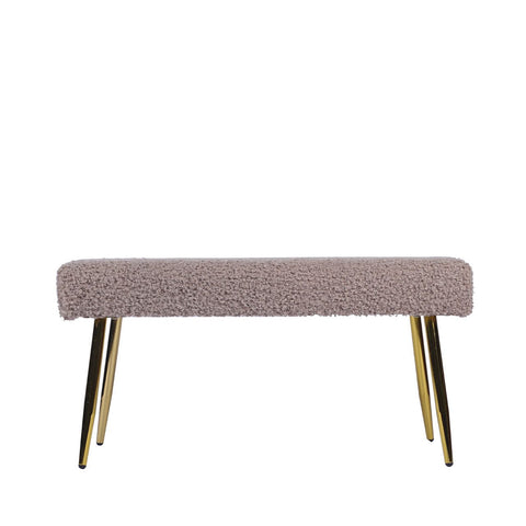 Beige Boucle Bench With Gold Legs - Kd