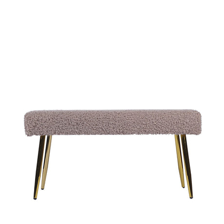 Beige Boucle Bench With Gold Legs - Kd