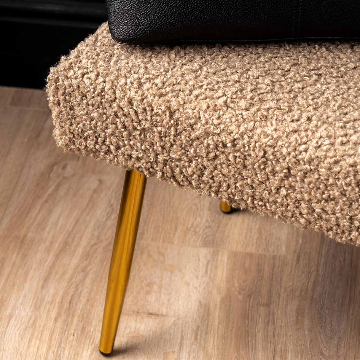 Beige Boucle Bench With Gold Legs - Kd