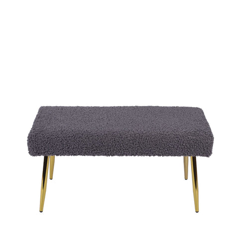 Charcoal Grey Boucle Bench With Gold Legs - Kd