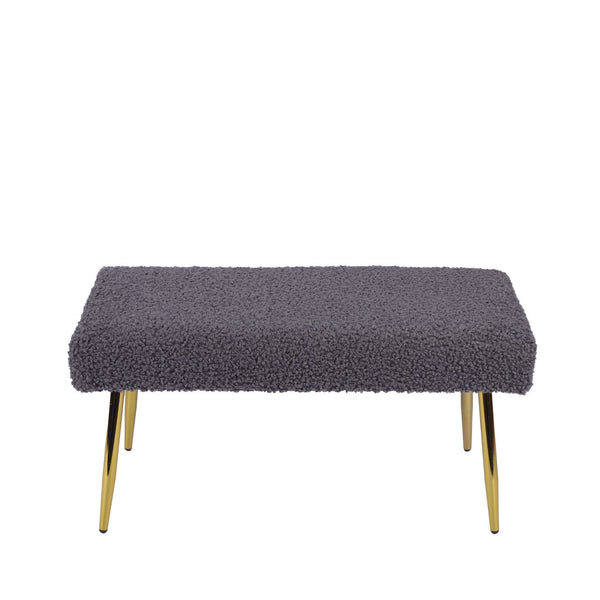 Charcoal Grey Boucle Bench With Gold Legs - Kd