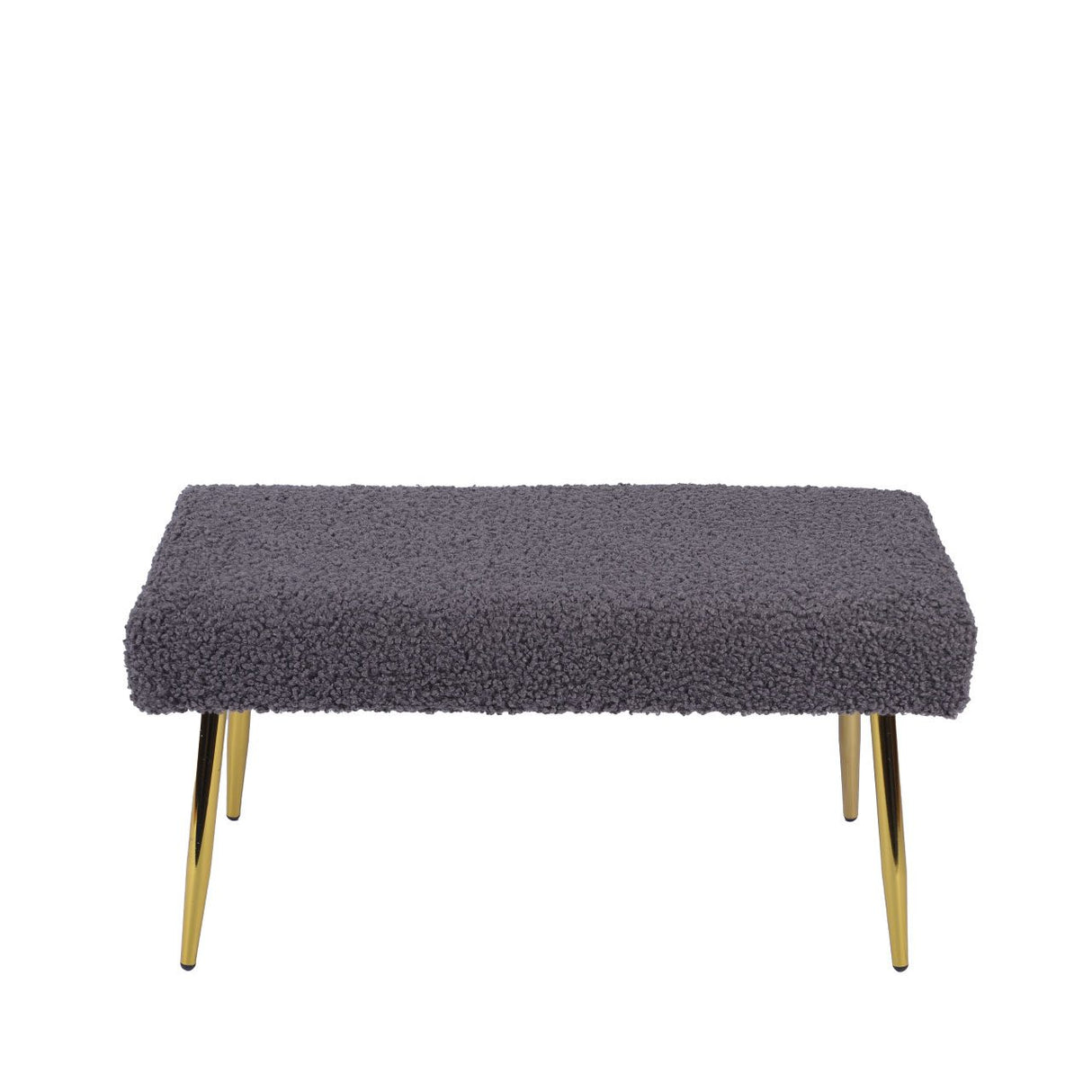 Charcoal Grey Boucle Bench With Gold Legs - Kd