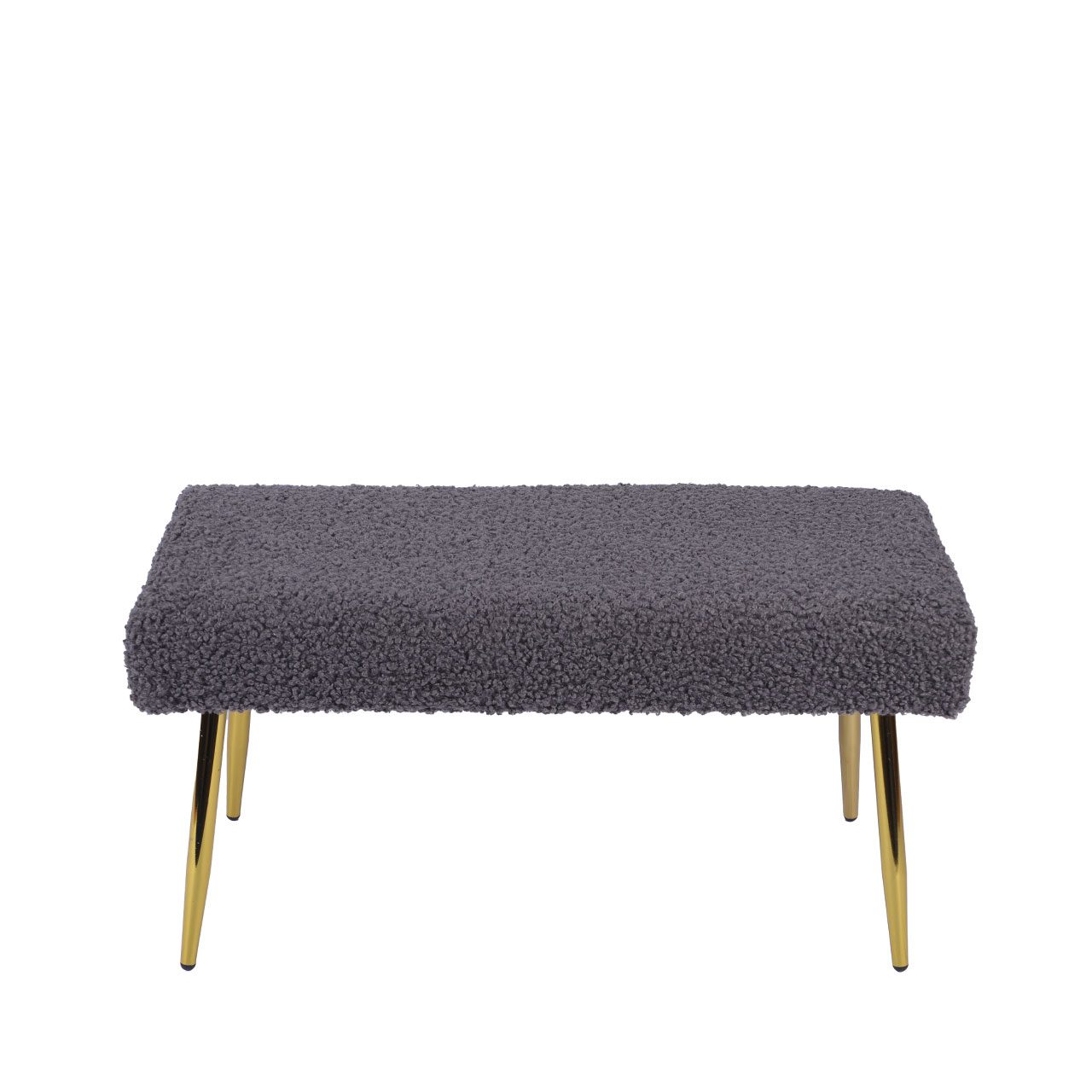 Charcoal Grey Boucle Bench With Gold Legs - Kd