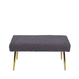 Charcoal Grey Boucle Bench With Gold Legs - Kd