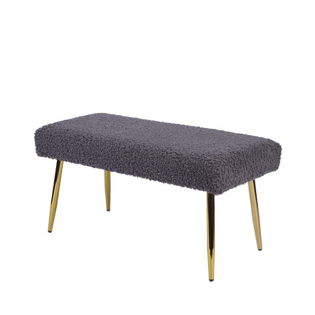 Charcoal Grey Boucle Bench With Gold Legs - Kd