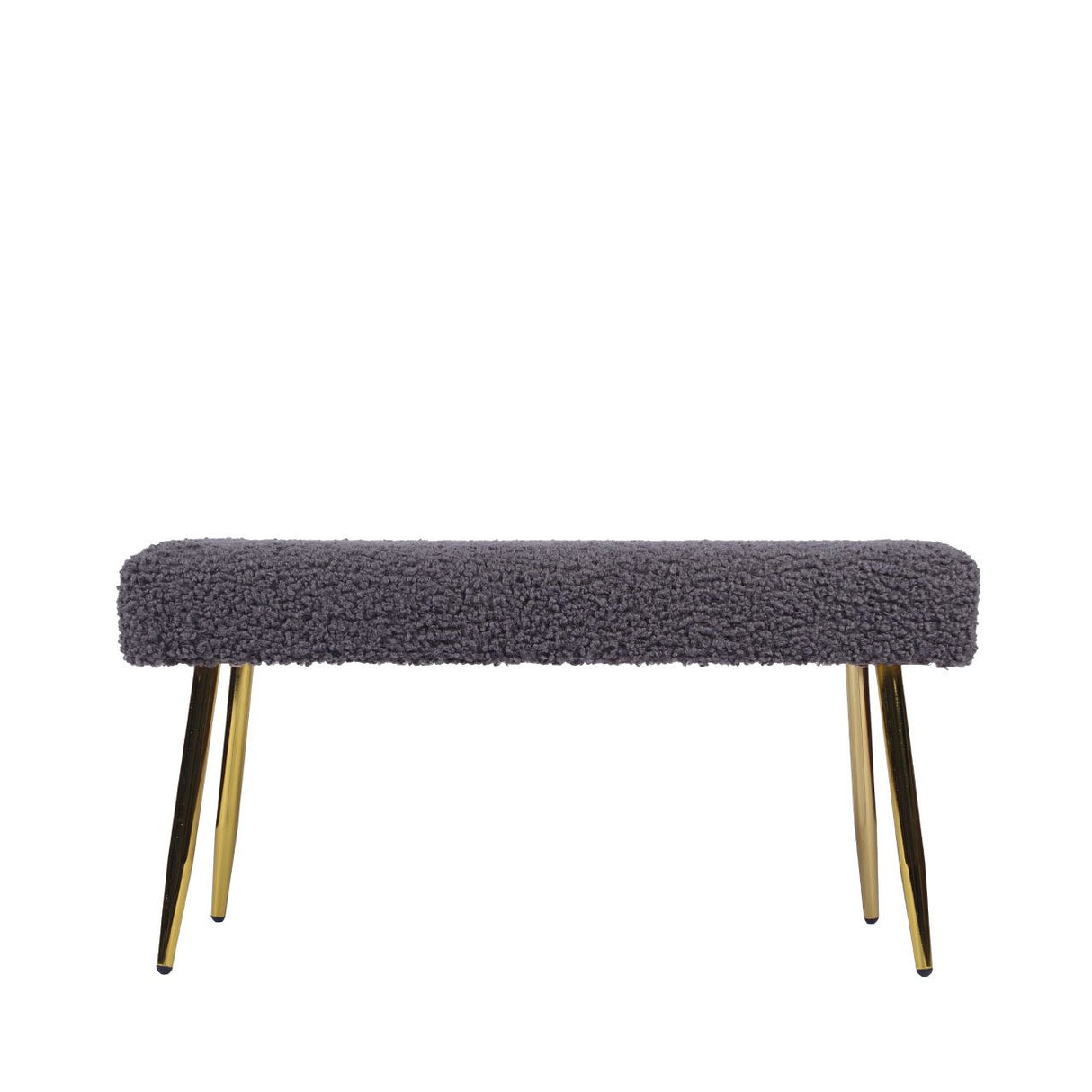Charcoal Grey Boucle Bench With Gold Legs - Kd