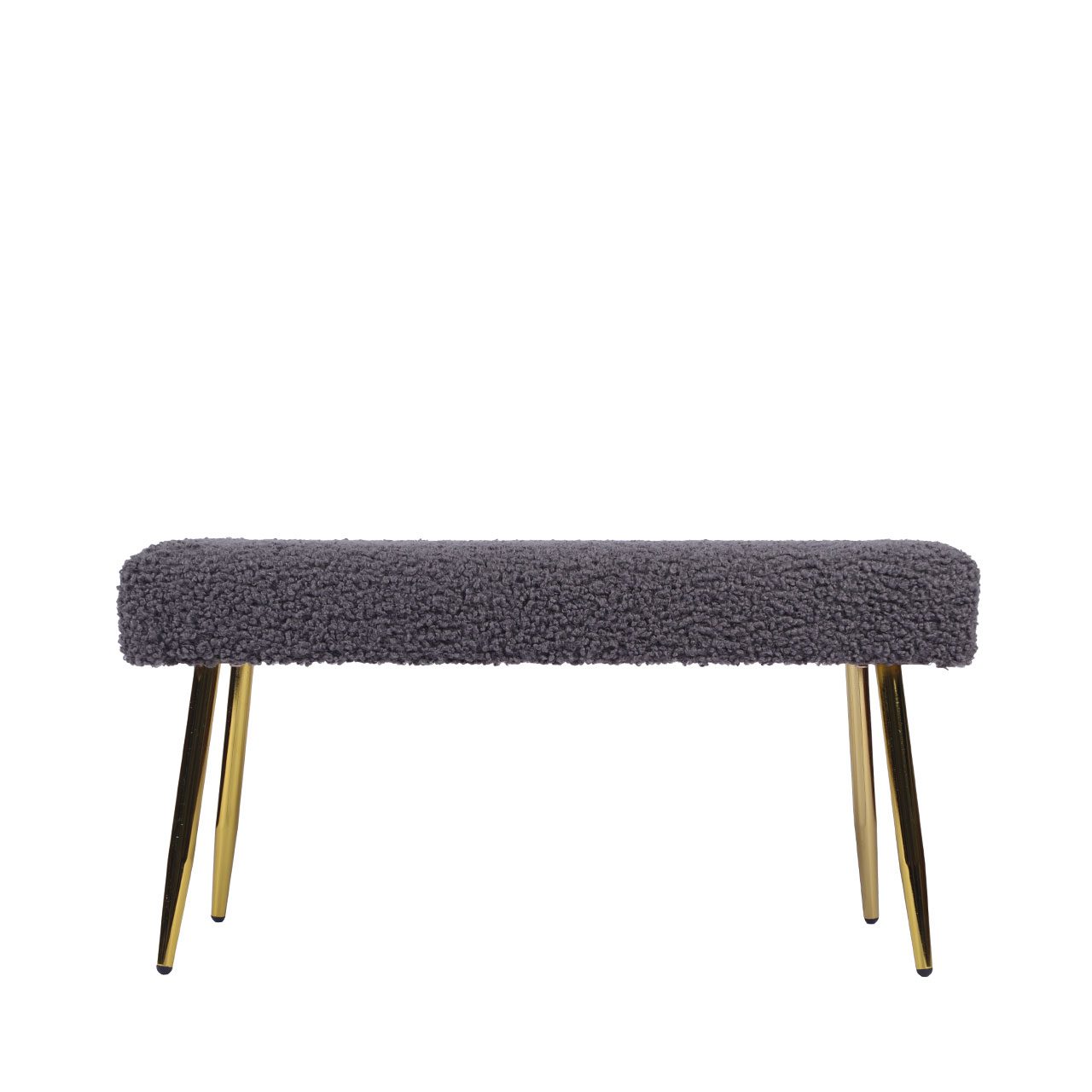 Charcoal Grey Boucle Bench With Gold Legs - Kd