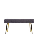 Charcoal Grey Boucle Bench With Gold Legs - Kd