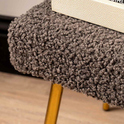 Charcoal Grey Boucle Bench With Gold Legs - Kd