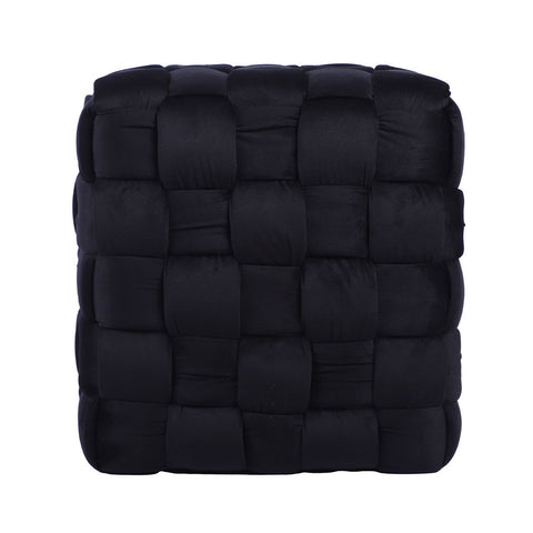 Black Velvet Woven Ottoman