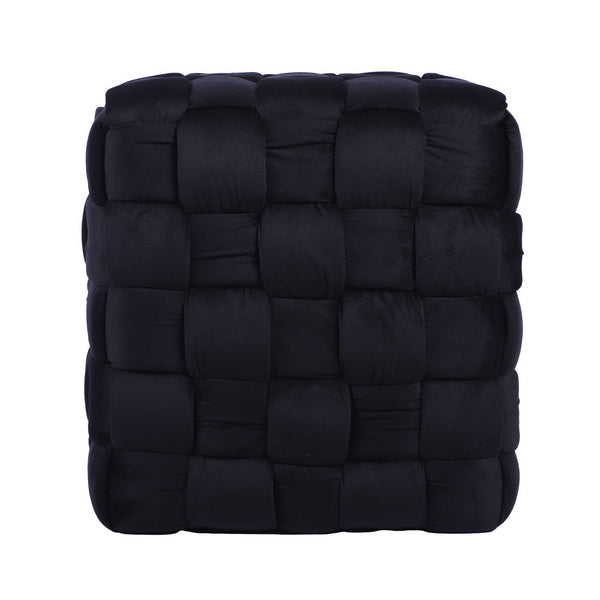 Black Velvet Woven Ottoman
