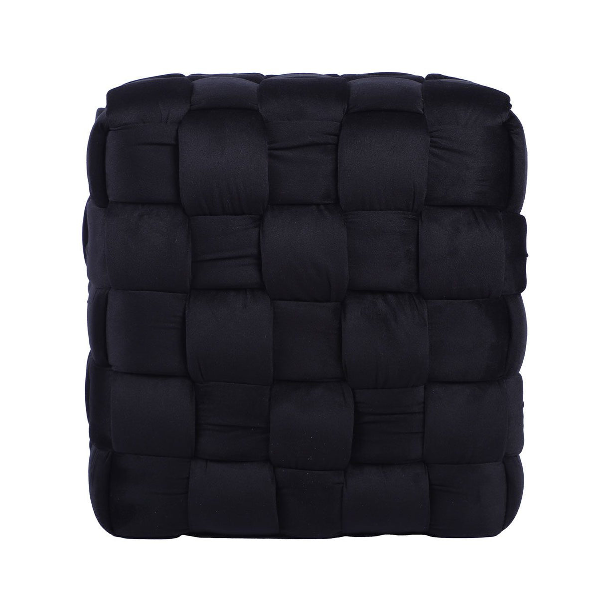 Black Velvet Woven Ottoman