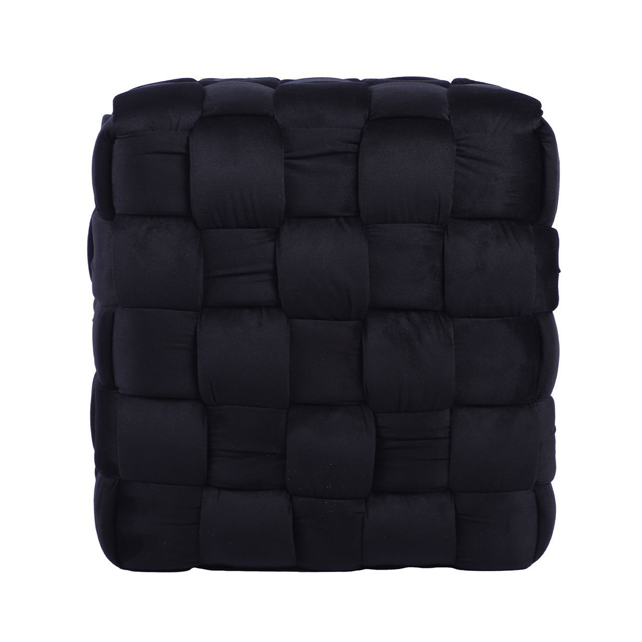 Black Velvet Woven Ottoman
