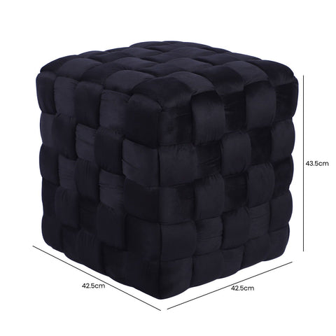 Black Velvet Woven Ottoman