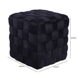 Black Velvet Woven Ottoman